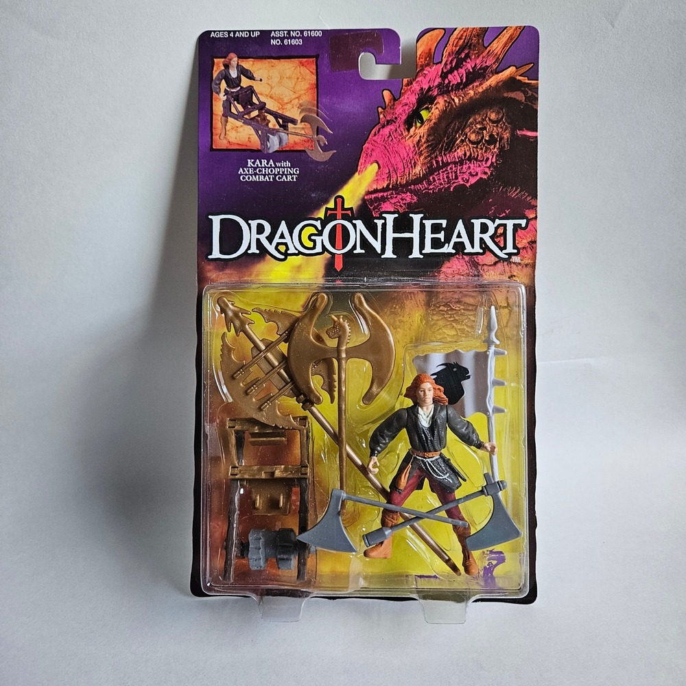 Vintage 1995 DragonHeart Kara with Axe-Chopping Combat Cart Kenner Figure 61603